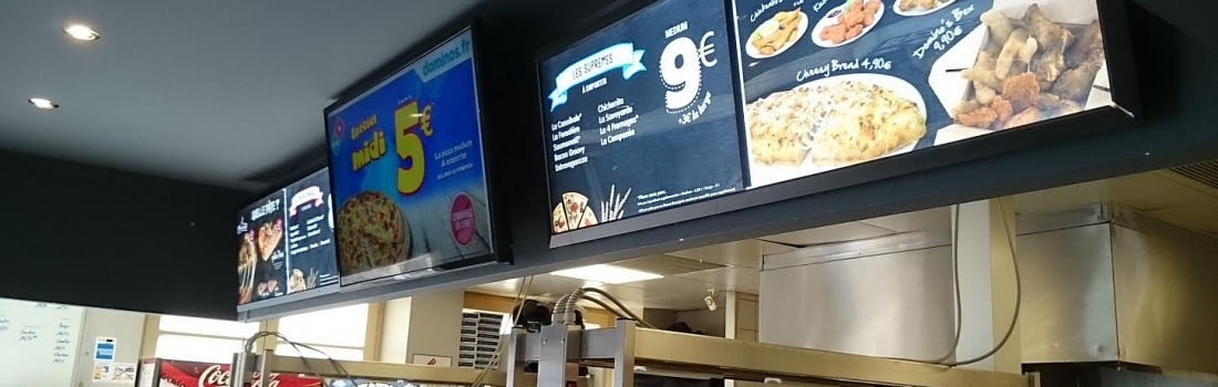 TV led pour enseigne chez Dominos Pizza